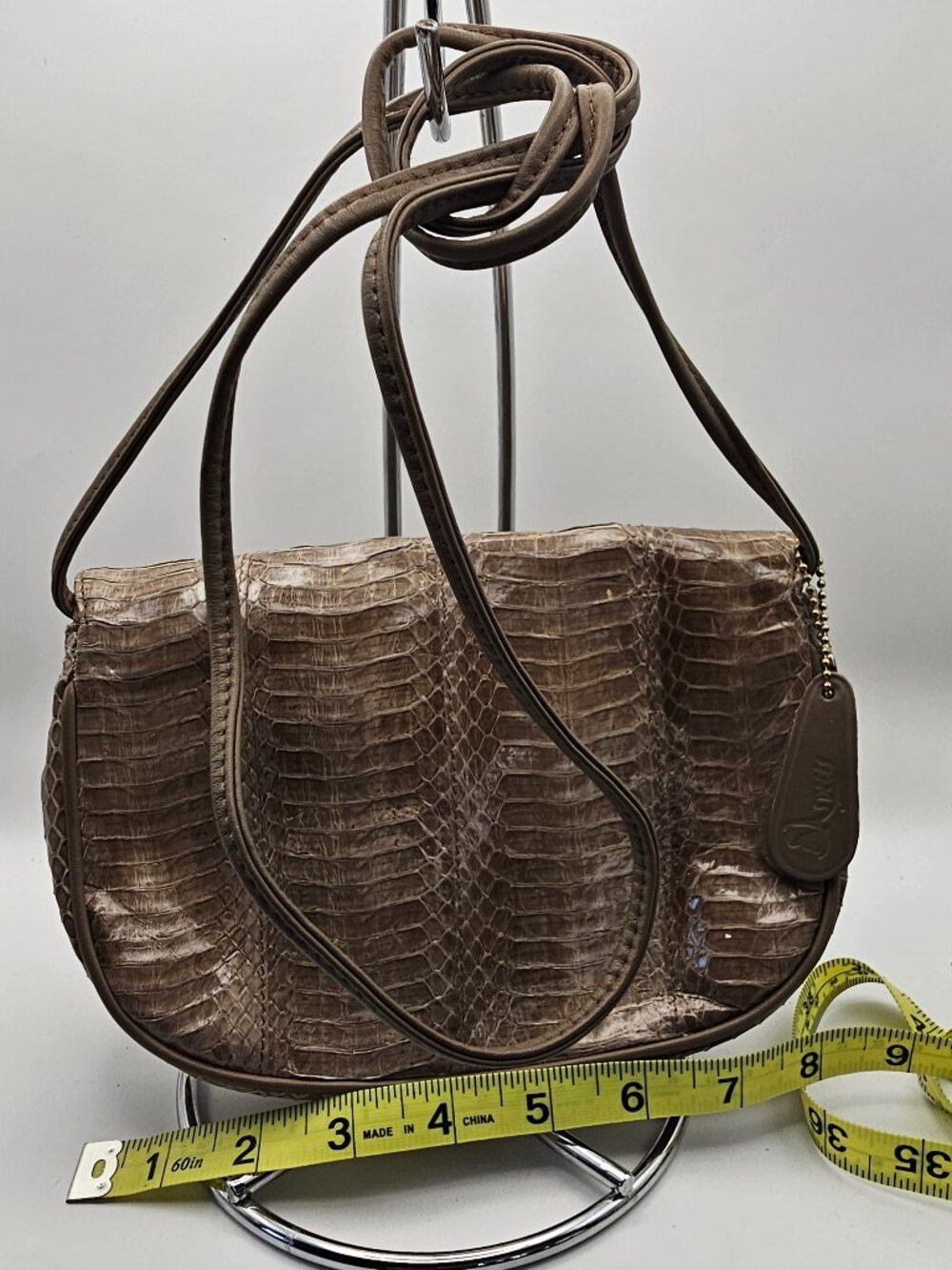 Aspects Genuine Snakeskin Shoulder Bag – Brown Neutral Exotic Skin, 80s